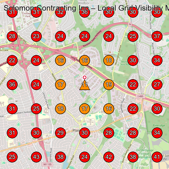 Solomon Contracting Inc GeoGrid visibility map for General Contractor in Plainview